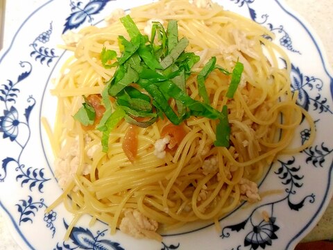 梅しそ 鶏ミンチ エノキのパスタ レシピ 作り方 By ねあっっ 楽天レシピ